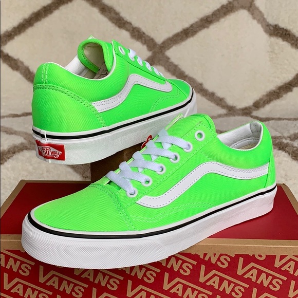 ••VANS OLD SKOOL NEON GREEN GECKO/TRUE WHITE men’s - Picture 2 of 16